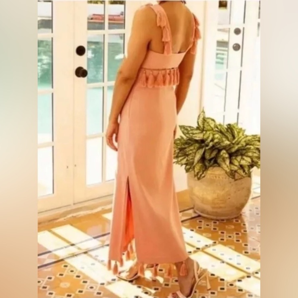 Antonio Melani 12, 14Pink Nat Note Cici Tassel Linen Maxi Dress Sleeveless NWT - Picture 6 of 16
